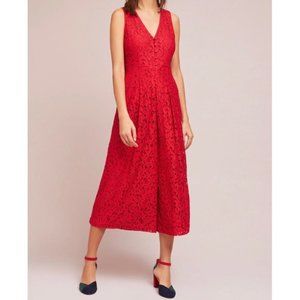 Anthropologie Jaeda Red Lace Jumpsuit - POCKETS!